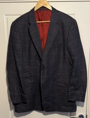 Robert Noble Silk/Linen Jacket/Blazer  Blue/Red Check Jacket 48R - Image 1 of 4
