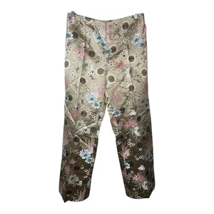 Vintage gold schillernd asiatische Seidenmischung bestickt Hose Damengröße 10 - Bild 1 von 7