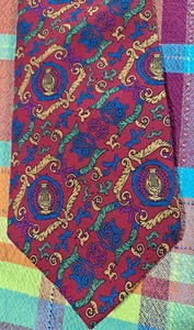 Christian Dior Vintage Foulard Tie Designer Necktie Medallion Baroque Silk Class - Picture 1 of 10