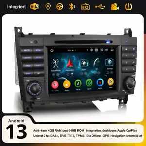Android 13 DAB+ Autoradio CarPlay 8-Kern 64GB Navi Mercedes C/G/CLC Klasse W203 - Bild 1 von 24