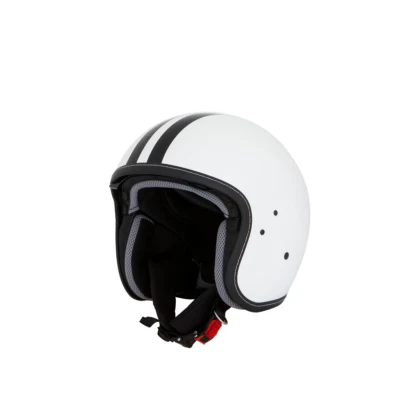 Vespa Fiber Decal Open Face Jet Motorcycle White Black Crash Helmet New - Image 1 of 2