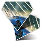 2 x Diamond Stickers 10 cm  - Blue Concept Sports Car Art  #14465