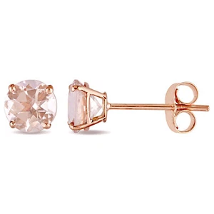 Amour 14k Rose Gold Morganite Stud Earrings - Picture 1 of 5