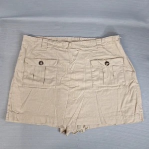 J Jill Tan Skort Linen Blend Pockets Side Zip Womens Size XL Petite - Picture 1 of 10