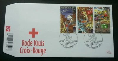 [SJ] Belgium Red Cross 2003 Cartoon First Aid Ambulance Doctor Comic (FDC) - Image 1 of 4