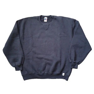 Vtg Russell Athletic Sweatshirt L Blue Blank Pullover Crewneck Long Sleeve Y2K - Picture 1 of 15