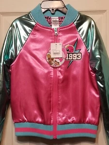 LOL SURPRISE PINK & TURQUOISE GREEN 90s RETRO GIRLS JACKET CHILD SIZE 4 / 5  - Picture 1 of 8