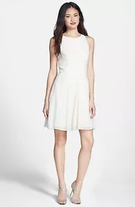 Neu! Ted Baker London 'Ornella' Halsteiltaille Seidenpassform & Flare Kleid Gr. 2 TB - Bild 1 von 3