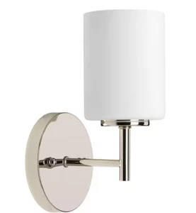 Progress Lighting Replay 5-1/4" Polished Nickel Etched White Glass Vanity Light - Picture 1 of 7