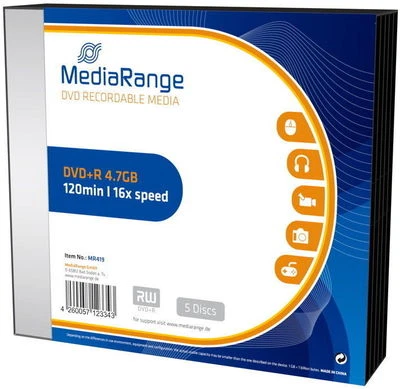 10 Mediarange Rohlinge DVD+R 4,7GB 16x Slimcase - Bild 1 von 2