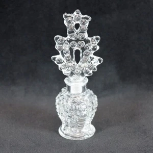 Botella de perfume vintage de vidrio prensado Hobnail con tapón aprox. 4,5" de alto - Imagen 1 de 8