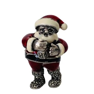 Vintage JUDITH JACK JJ Sterling Silver Enamel Santa Claus Marcasite Brooch Pin - Picture 1 of 10