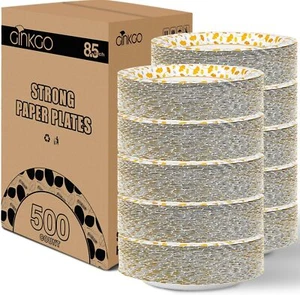 Dessert Paper Plates 8.5 inch Bulk 500 count, Thickened Duty Disposable Plates - Picture 1 of 6