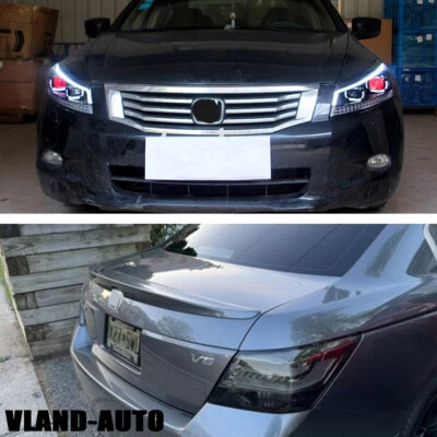 2008-2012 LED Headlights + Smoked Tail Lights For Honda Accord Sedan EX LX 4PCS - Image 1 of 4