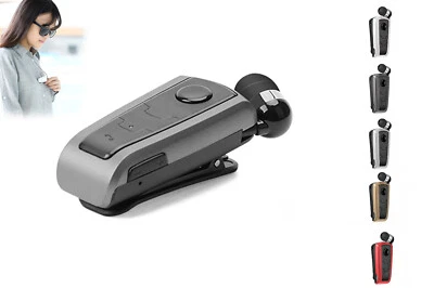 Cuffia mono auricolare retrattile wireless bluetooth smartphone clip on - Immagine 1 di 4