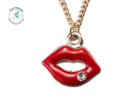 Halskette Lippen Liebe Erotik ❤ Retro Vintage Glücksbringer Geschenkidee Rarität - Bild 1 von 4