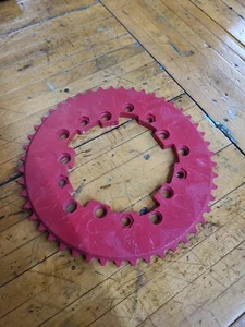 Vintage 1970's Old School BMX Addicks 48T Sprocket Chain Ring Red  - Picture 1 of 7