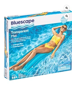 Bluescape Swimming Pool Float Adult Blue Inflatable Air Mat, Up to 220lb, NEW - Picture 1 of 7