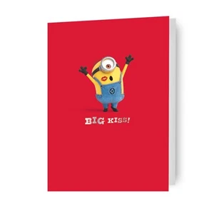 Tarjeta de San Valentín Divertida Despicable Me Big Kiss Minions Humor - Imagen 1 de 6