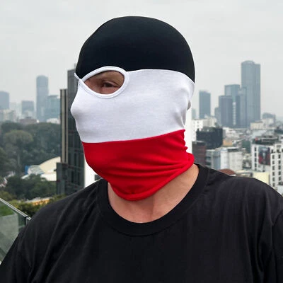 NO FACE NO NAME Sturmhaube in schwarz weiß rot Balaclava Maske Ultras Motorrad Ski Hooligans