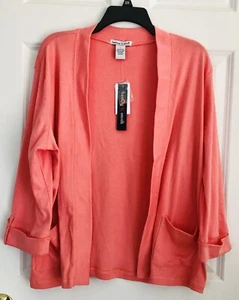 CARDIGAN DAMEN PULLOVER VORNE OFFEN PFIRSICHBLÜTE ZWEI TASCHEN VORNE AM KRAGEN - Bild 1 von 6