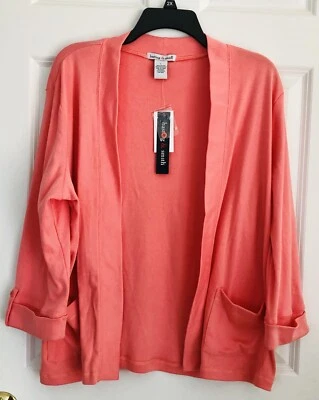 CÁRDIGAN MUJER SUÉTER DELANTERO ABIERTO FLOR MELOCOTÓN DOS BOLSILLOS EN CUELLO DELANTERO Foto 1 de 4