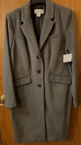 Liz Claiborne Wollmantel angeraut 66 % Wolle Damen Größe L Large meliert grau neu mit Etikett - Bild 1 von 10
