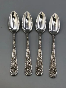 Stieff Rose by Stieff Sterling Silver set of 4 Fruit Spoons 6" - Picture 1 of 4