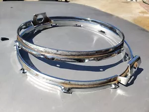 vintage pair 1970s ROGERS DRUM 14 inch Dynasonic snare 10 hole rims, BIG R - Picture 1 of 5
