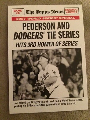 Cartão #167 Dodgers 2018 Topps Heritage Joc Pederson "2017 World Series Game 6" - Imagem 1 de 2