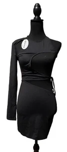 Dolls Kill (H) Poster Girl Secret Missions Sheer One-Sleeve Dress Sz L Slit NWT - Picture 1 of 5