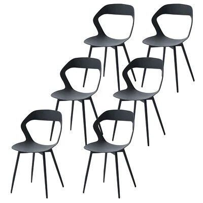 Set 6 Sedie design moderno in metallo polipropilene cucina bar ristorante Nero - Immagine 1 di 4