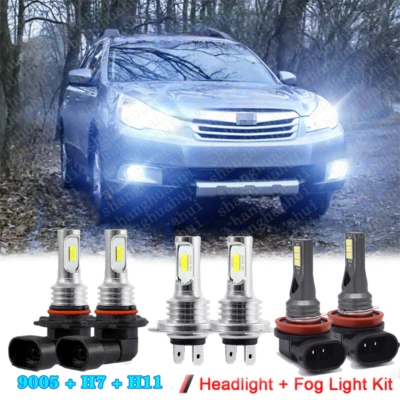 Farol de LED alto e baixo + lâmpadas de neblina para Subaru Legacy Outback 2010 2011 2012 - Imagem 1 de 4