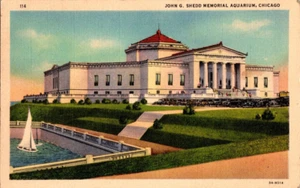 1938 Linen John G. Shedd Memorial Aquarium Chicago Postcard - Posted - Picture 1 of 2