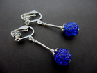 A PAIR OF PRETTY BLUE SHAMBALLA STYLE  DANGLY CLIP ON EARRINGS. NEW.
