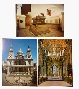 Postcards x3 St Paul's Cathedral London England Tomb Duke of Wellington UK
