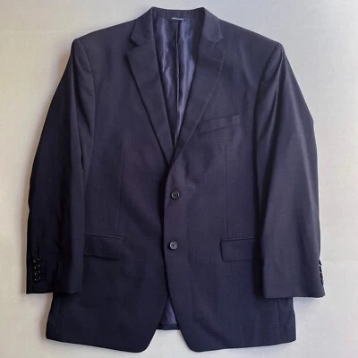 Ralph Ralph Lauren Blazer Jacket Mens 46R Navy Blue Classic Wool Check Canada - Image 1 of 4