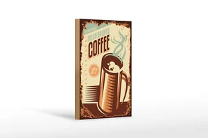 Holzschild Retro 12x18 cm Kaffee fresh brewed Coffee $1 Deko Schild wooden sign - Picture 1 of 5