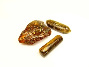 Konvolut 3 Baltische Bernsteine 41gr. Braun Grün Natur Echt Poliert 6717 - Bild 1 von 7