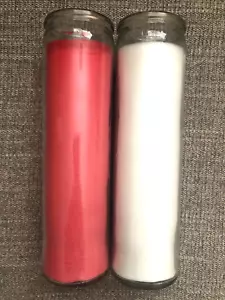 Kerze rot & weiß 2"x 8" hoch Gebet Behälter Kerze unparfümiert Weihnachten - Bild 1 von 1