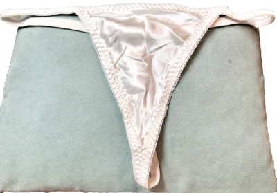SZ 7 String Bikini Wet Slippery Satin White Second Skin - Image 1 of 4