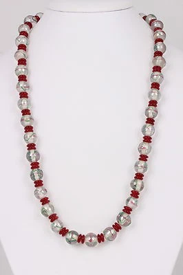 COLLAR CUENTAS ACRÍLICO TRANSPARENTE Y GRANATE VINTAGE MODA 4500 Foto 1 de 2