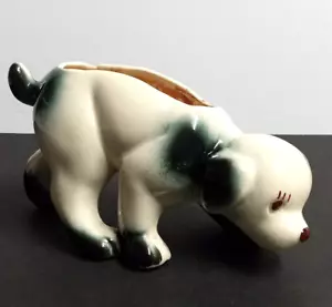 Cute Puppy Dog Sniffing Ground Planter Ceramic Decor Vintage Figurine 7"w c1950s - Picture 1 of 8