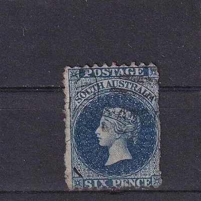 SA20d South Australia 1867 Queen Victoria used stamp blue, CV$40 - Image 1 of 2