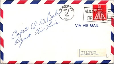 GOLDPATH: US airmail 1970 Rockford, IL machine cancel CV881_P29 - Image 1 of 2