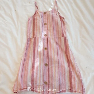 OshKosh B’gosh Girls Striped Button Front Sundress Sleeveless Sz 12 (EXCELLENT) - Image 1 of 2