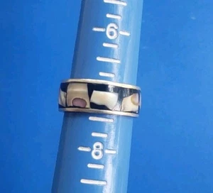 Anello vintage abalone tono argento. Taglia 7,25. Hencho En Mexico - Foto 1 di 5