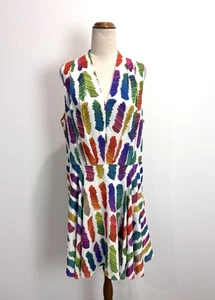 Piper Womens Dress Size 16 White Colours Print Sleeveless Shift Occasion Office - Picture 1 of 14