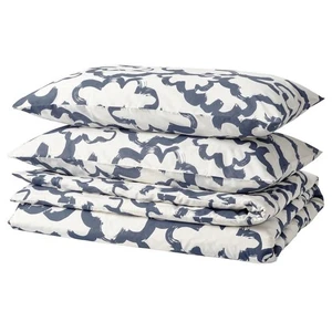 IKEA EKPURPURMAL Full/Queen Duvet And Pillowcase, White/Blue (905.470.10) NEW - Picture 1 of 5