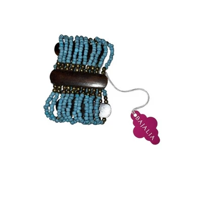 Браслет эластичный Iris Apfel & Bajalia Multistrand с синими бусинами деревянная прокладка ремесленник - Изображение 1 из 4